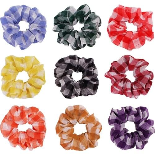1PC Fashion Hair Scrunchies Elastic Hair Bands Polka Lattice Striped Pleated Headbands Hair Ties For Women Hair Accessories