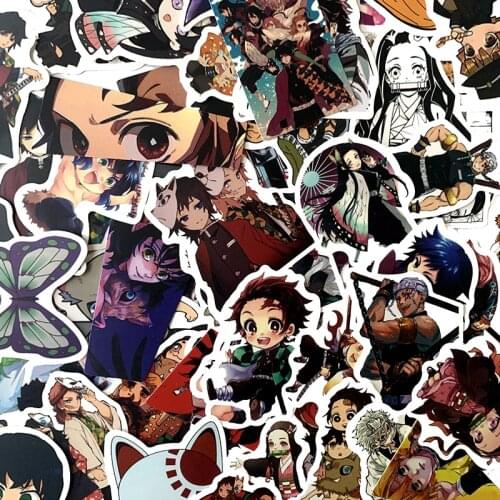 100pcs Demon Slayer Kimetsu No Yaiba Waterproof Anime Stickers for Mobile Phone Flat Trunk Dumb Laptop DIY Decal Sticker