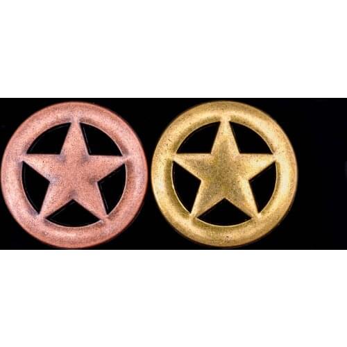 10X 1" Antique Brass Copper Western Texas Cowboy Ranger Star Conchos For Saddles Headstall Bridle Leathercraft Belt Decor 25MM