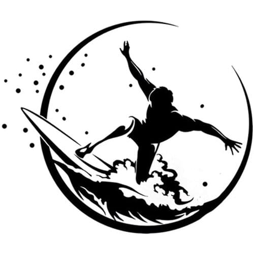 14.9CM*12.6CM Interesting Surfing Wave Extreme Sports Decor Black/Silver Decal Vinyl Car Sticker