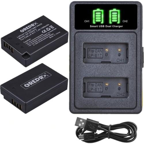 1300mAh LP-E17 LP E17 Battery and Charger for Canon Eos 750D, Eos 760D, EOS 77D, EOS 200D, EOS 800D, EOS M3, M6,M5, M6 Mark II