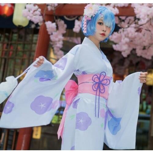Anime Life In a Different World From Scratch Cosplay Clothes Womens Dress Ram Kimono Bathrobe Chritmas Halloween Gift