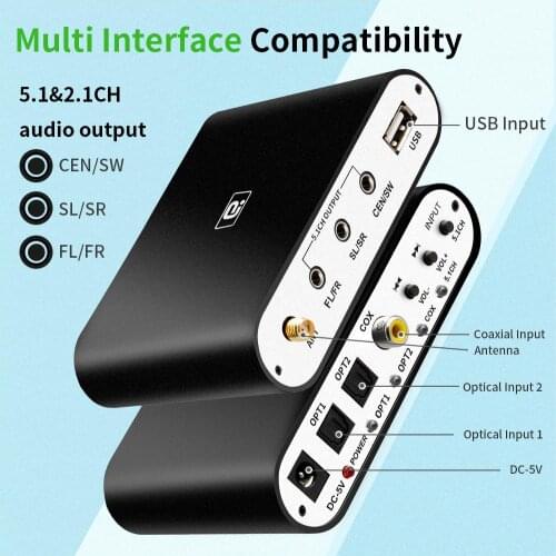 DA615 5.1CH Audio Decoder Bluetooth 5.0 Reciever DAC Wireless Audio Adapter Optical Coaxial AUX USB Disk Play DAC DTS AC3 FLAC