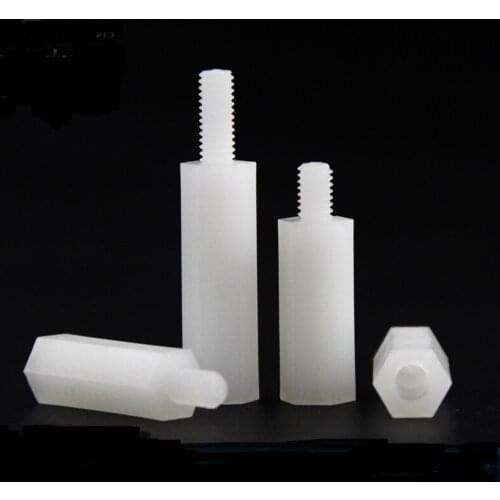 M2 M2.5 M3 M4 White Single head nylon column Hexagonal nylon stud Insulation / plastic isolation column Plastic support column