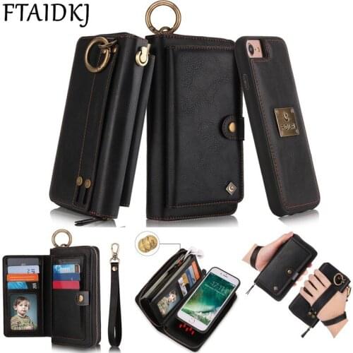 Multifunction PU Leather Zipper Wallet Card Case For iPhone 11 Pro XS Max XR X 8 7 6 6S Plus Removable Filp Cover Purse Handbag