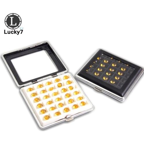 Black PU Leather Diamond Storage Metal Box Gemstone Collection Case 30 Grid Gem Display Holder Organizer Case