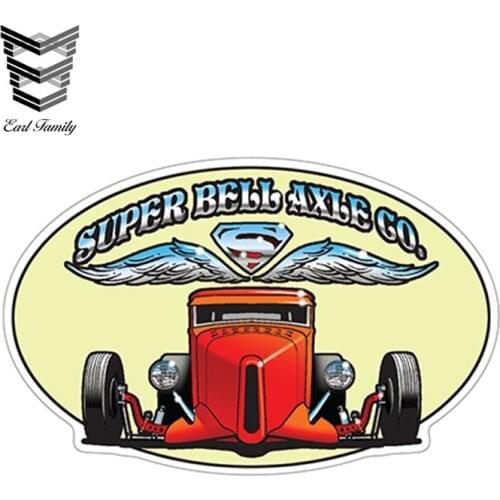 EARLFAMILY 13cm x 8.3cm Super Bell Axle Co Hot Rod Stickers Funny Auto Sticker Car Styling Motorcycle Vinyl Decal Accessories