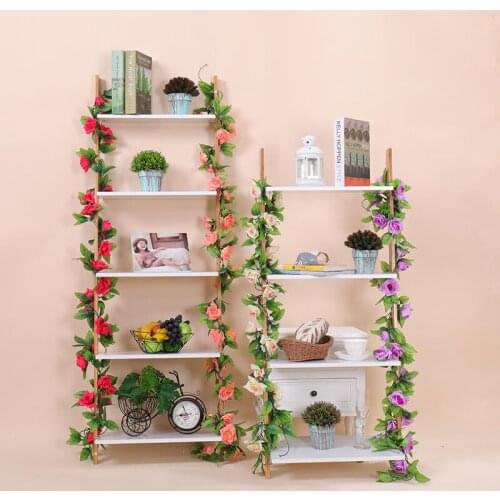 Artificial Flowers Rose Vine Hanging Garland Plastic Flower Rattan Plants Green Leaves For Home Romantic Wedding Decoration