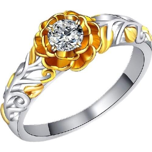 Trendy Rings 925 Silver Jewelry Ornaments with Zircon Gemstone Flower Shape Finger Ring Accessories for Women Wedding Party Gift