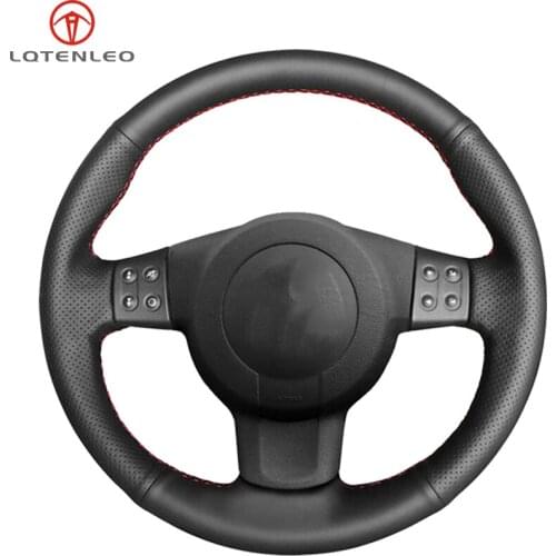 LQTENLEO Black Artificial Leather Car Steering Wheel Cover For Seat Ibiza 6L leon MK2 leon Sport Altea Toledo 2005-2009
