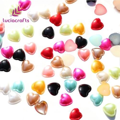 Lucia crafts 48pcs/144pcs 10mm Flatback Half Heart Imitation Pearls ABS Beads For DIY Handmade Scrapbook Decoration F0302