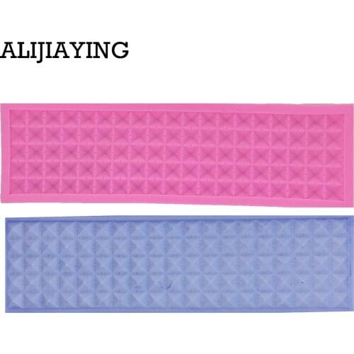 M0876 3D Square Diamond Cake Border Silicone Molds Mat Gumpaste Chocolate Kitchen Baking Fondant lace Cake Decorating Tools