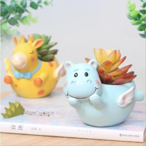 Succulent Micro Landscape Flowerpots Hippo Garden Decoration Arts Crafts Micro Landscape Planter Creative Nordic Decorative Home