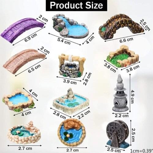 12pcs Miniature Fairy Garden Accessories DIY Micro Landscape Ornaments Mini Lighthouse Pond Bridge Figurines