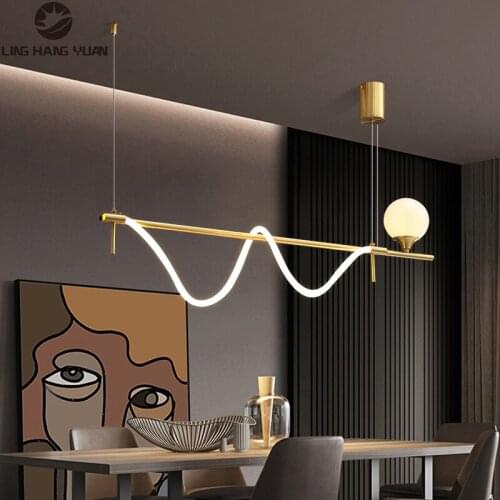 Minimalist Modern Led Chandelier 100cm Gold Metal Pendant Chandelier Lighting for Living room Dining room Kitchen Hanging Lamps