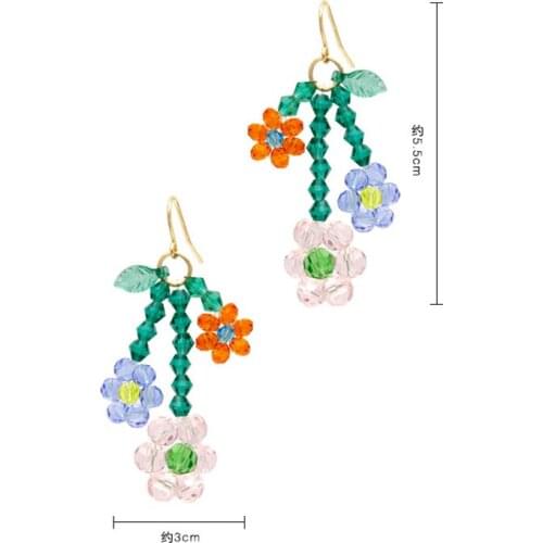 Fashion Acrylic Rice Pearl Flower Earrings Crystal Woven Flower Color Earrings for women