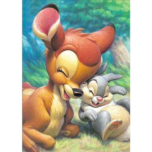 SHANSHIYOUPIN 5D Diy Diamond Painting Fawn and rabbit Diamond Mosaic Cross Stitch Kit Animal Diamond Full Diamond Embroidery