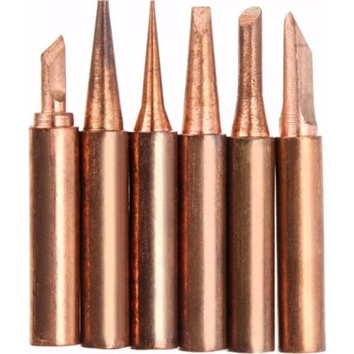 5pcs/lot Pure Copper 900M-T Soldering Iron Tip Lead-free Solder Tips Welding Head BGA Soldering Tools