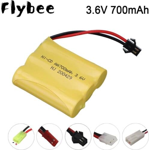 2PCS 3.6V 700mah NiCD Battery AA For RC Toy Car RC GUN RC tank RC Trucks RC Trains RC Boats RC Toys Model Battery SM/Tamiya Plug