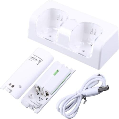 2021 New 2-Port Charger Charging Dock with 2 Rechargeable Battery Packs Fits for Wii U Wi