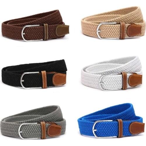 New Men Leather Braided Elastic Stretch Cross Buckle Casual Golf Belt Waistband Gift 6 Colors #11