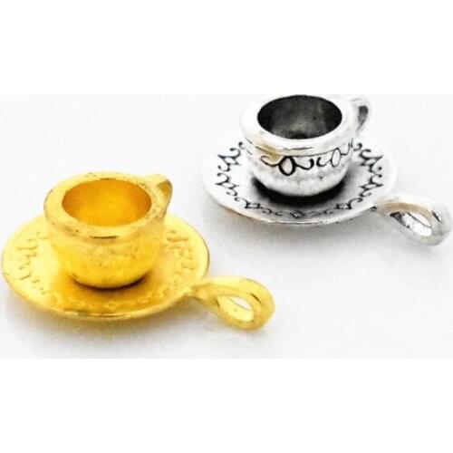 NEW Charms,26x18.5x8.5mm 6pcs/Lot Two Colors Plated Coffee Cup For Making DIY Handmade Jewelry