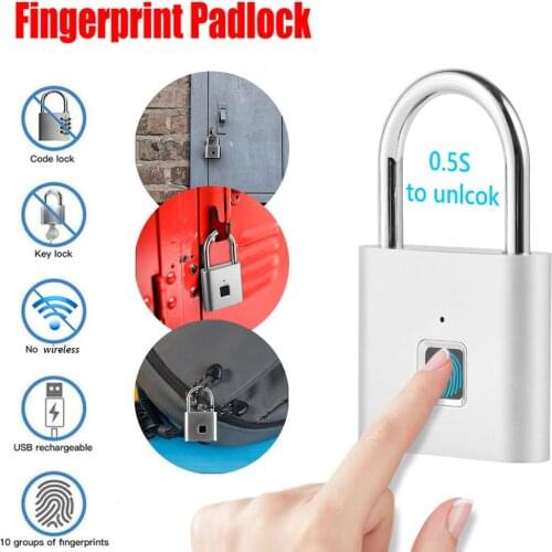 O10 Waterproof Intelligent Biometric Fingerprint Keyless Door Lock Unlocks Anti-Theft Usb Charging Safety Padlock In 0.5 Seconds