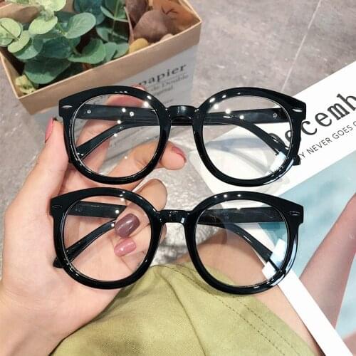 Trendy Rivet Arrow Eyeglasses Women Oversized Black Round Glasses Frame Transparent Clear Lens Optical Spectacles Vintage Gafas