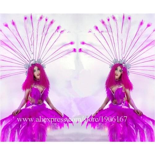 Feather Fan Bikini Dance Clothes DS Party Evening Dress Stage Performance Models Fashion Broadway Costumes