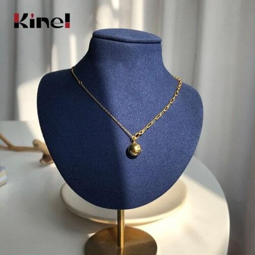 Kinel French Round Beads Pendant Necklace Fashion 18K Gold Chains Around The Neck Silver 925 Jewelry For Women