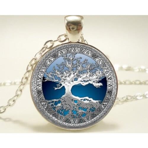 Life Of Tree Art Picture Glass Cabochon Pendant Necklace Gift For Women Best Friends New Fashion Jewelry Wholesale