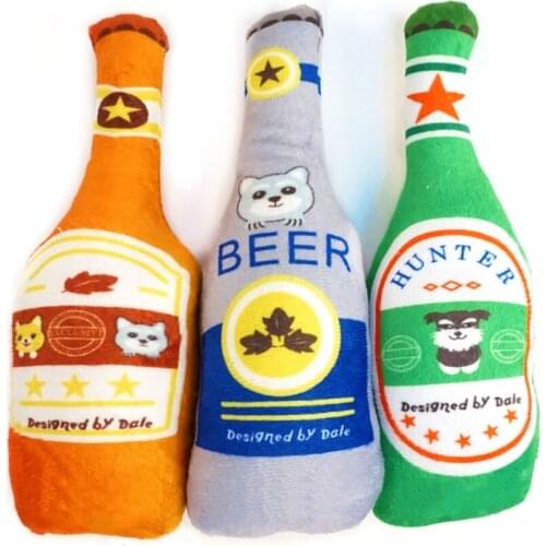 Pet Dog Squeaky Toys Cute Plush Stuffed Puppy Chew Dog Toy With Squeakers Bottle Shape Toy For Small Large Dog Pet Accessories