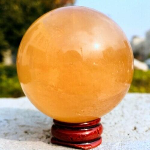230g/500g/1000g/1500g Rare natural yellow calcite quartz ball crystal ball sample cured