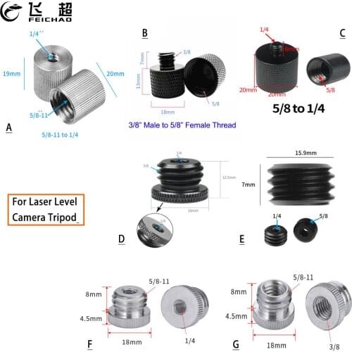 1/4 3/8 to 5/8 Female Male Threaded Screw Adapter for Laser Level Tripod Mount Converter SLR Camera Photo Studio Accessories
