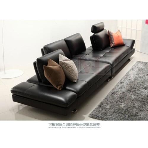 Real leather sofa sectional living room sofa corner home furniture couch 4-seater functional backrest modern stainless steel leg