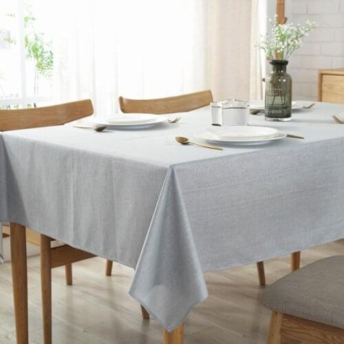 Natural plain Table Cloth Cotton Linen Wrinkle Free Anti-Fading Tablecloths Washable Table Cover for Kitchen Dinning Party