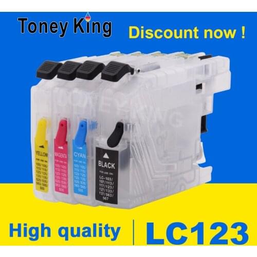 Toney King LC123 XL Refillable Ink Cartridges For Brother LC 121 123 125 127 129 MFC-J870DW J245 J650DW J6720DW J6520DW Printer