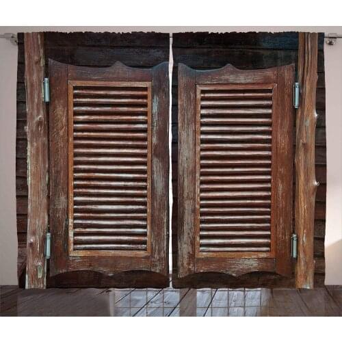 Western Curtains Traditional Rustic West Wooden Door Living Room Decoration Curtains Bedroom Window Drapes Curtains for Kitchen