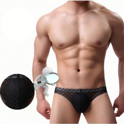 New mens briefs mesh breathable sexy U convex male panties soft and comfortable close-fitting triangle bottoms mens underwear