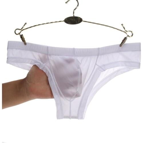 Mens Sexy Transparent Low-Waisted Breathable Bulge Pouch Underpants Briefs High Quality Soft Comfortable Thong