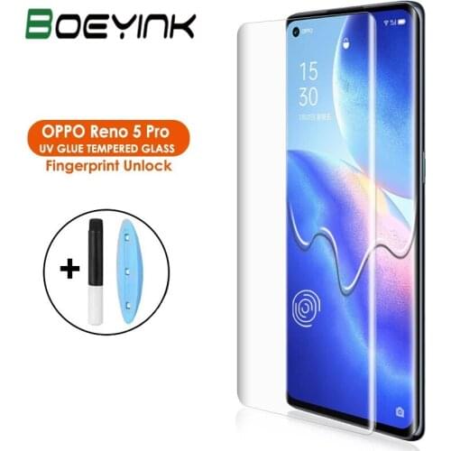 UV Full Glue Tempered Glass For OPPO Reno 3 4 5 Pro Screen Protector For OPPO Find X 2 X3 X2 Pro X Neo UV Protective Film Glass