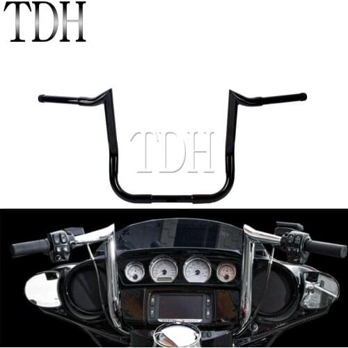 Black Motorcycle 14" Rise 1 1/4" Ape Hanger Handlebar For Harley Touring Dressers Baggers FLHT FLHT Handle Bar 1982-Up