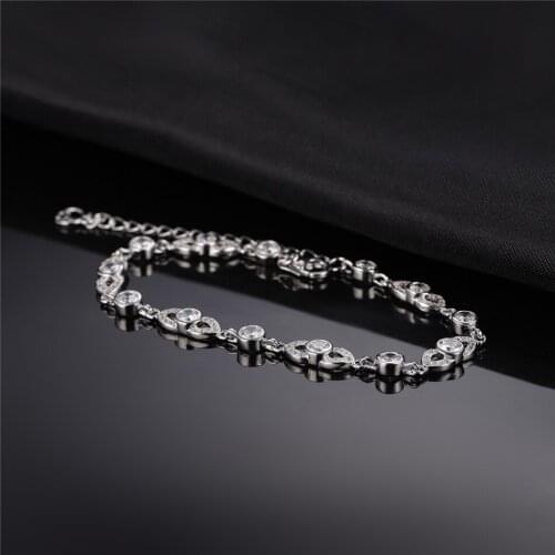 925 Sterling Silver Bracelet For Women Classic Clear Cubic Zirconia Anniversary Birthday Gifts Delicate Fine Jewelry
