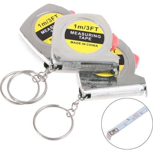 1M/3ft Retractable Stainless Steel Pocket Measuring Ruler Tape Measure Keychain