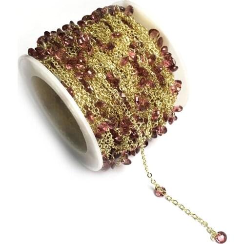 1 Meter Gold-plated Chain Clear Crystal Beads Chains for DIY Jewelry Making Bracelet Necklace Anklet Supplies