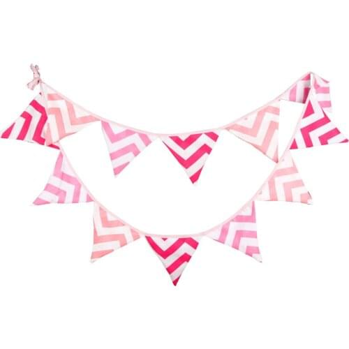 1pcs 3.3M 12 Flags Pink Wave Baby Birthday Deco Flag Banner Children Room Wall Decoration Outdoor Wedding Shooting Pennant