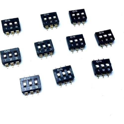 10pcs Dial Switch 3pin Black Switch Gold Plated pin 2.54mm SMD Patch Dial Switch Three Pin Toggle Switch NEW