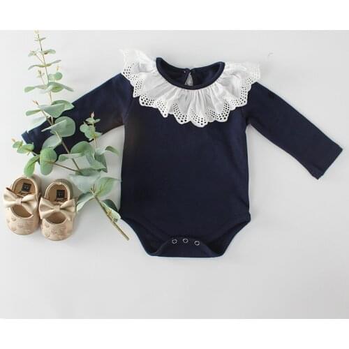 2019 Princess Baby Girl Bodysuit Lace Ruffle Collar Cotton Long Sleeves Infant Toddler Bodysuits Onesie Clothes 1PC