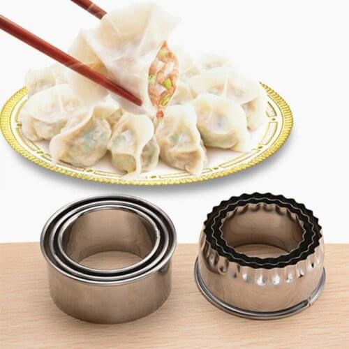 3pcs Dumplings Mold Cooking Round Flower Stainless Steel Cake Cookies DIY Chinese Food Baking Cutter Kitchen Jiaozi Maker Device