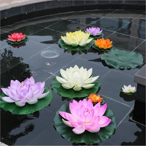 3Pcs Floating Lotus Mixed Color Artificial Flower Lifelike For Pond Garden
